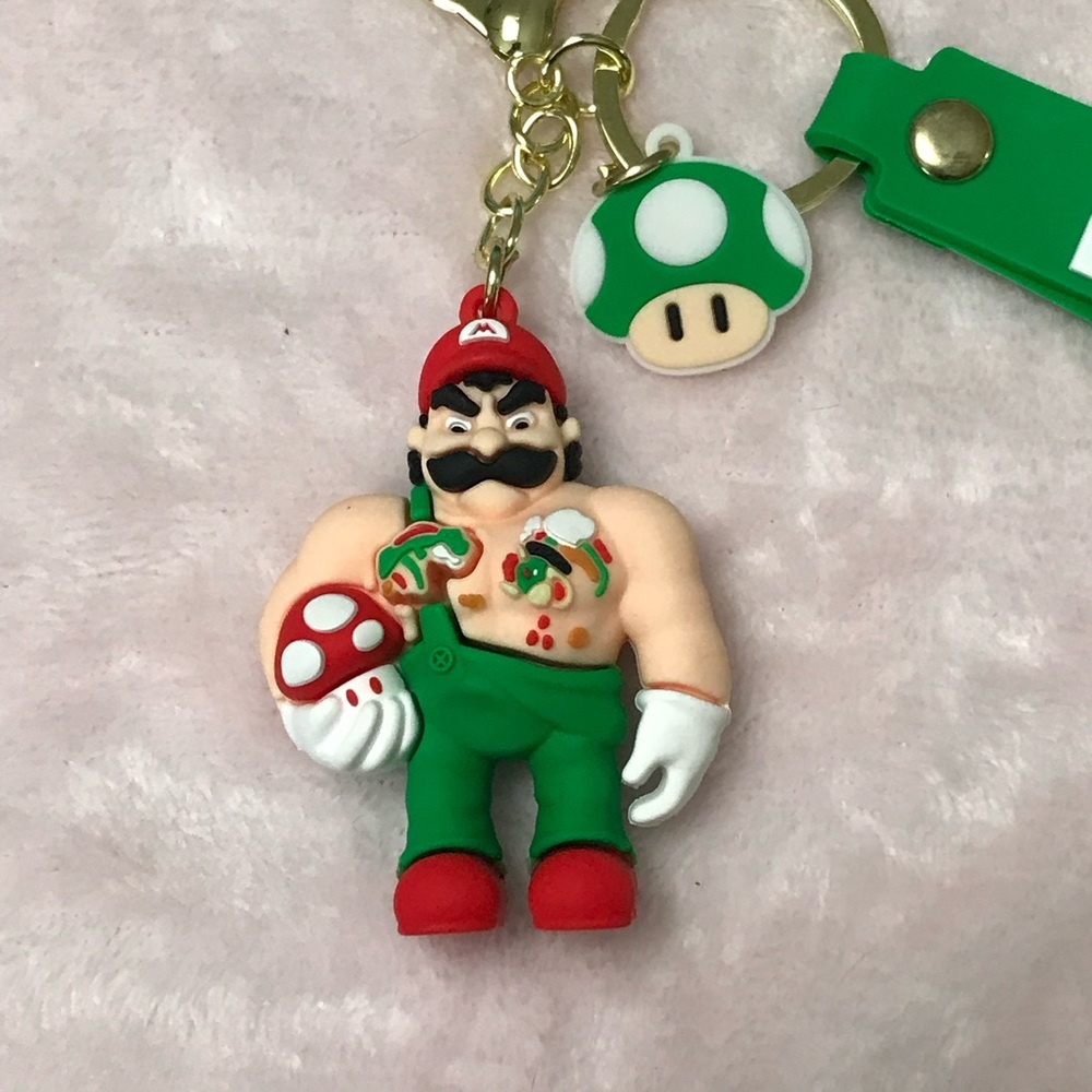 ✨✨5/$10✨✨ Muscle Super Mario 3D Silicone Keychain New